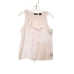 Press Womens top Sleeveless Ruffle Front tank top white Size Meduim